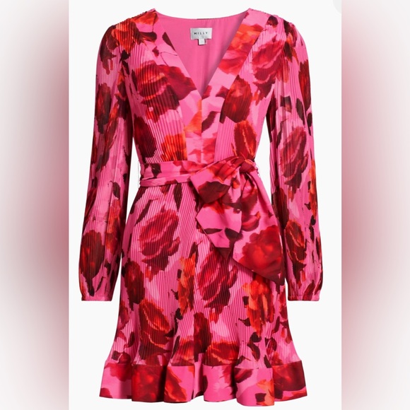 Pink Floral Wrap Dress - Picture 2 of 2